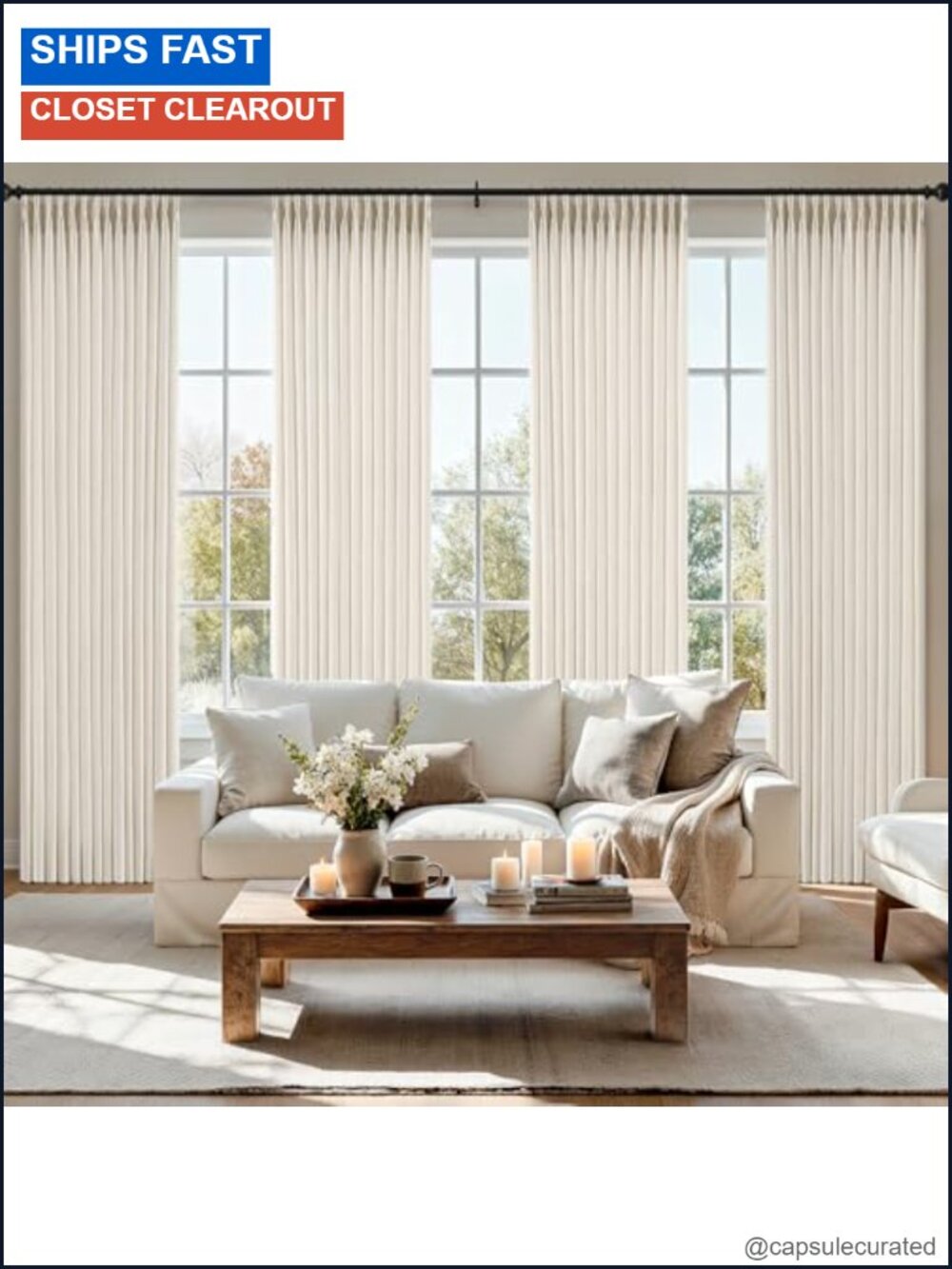 Pinch Pleated Linen Blend Curtain Panels 40x108 Set of 4